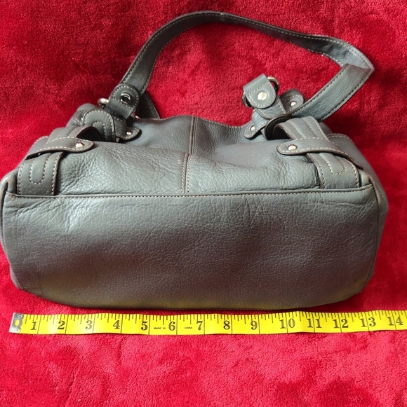 Tignanello Gray Leather Shoulder Bag - Picture 7 of 11